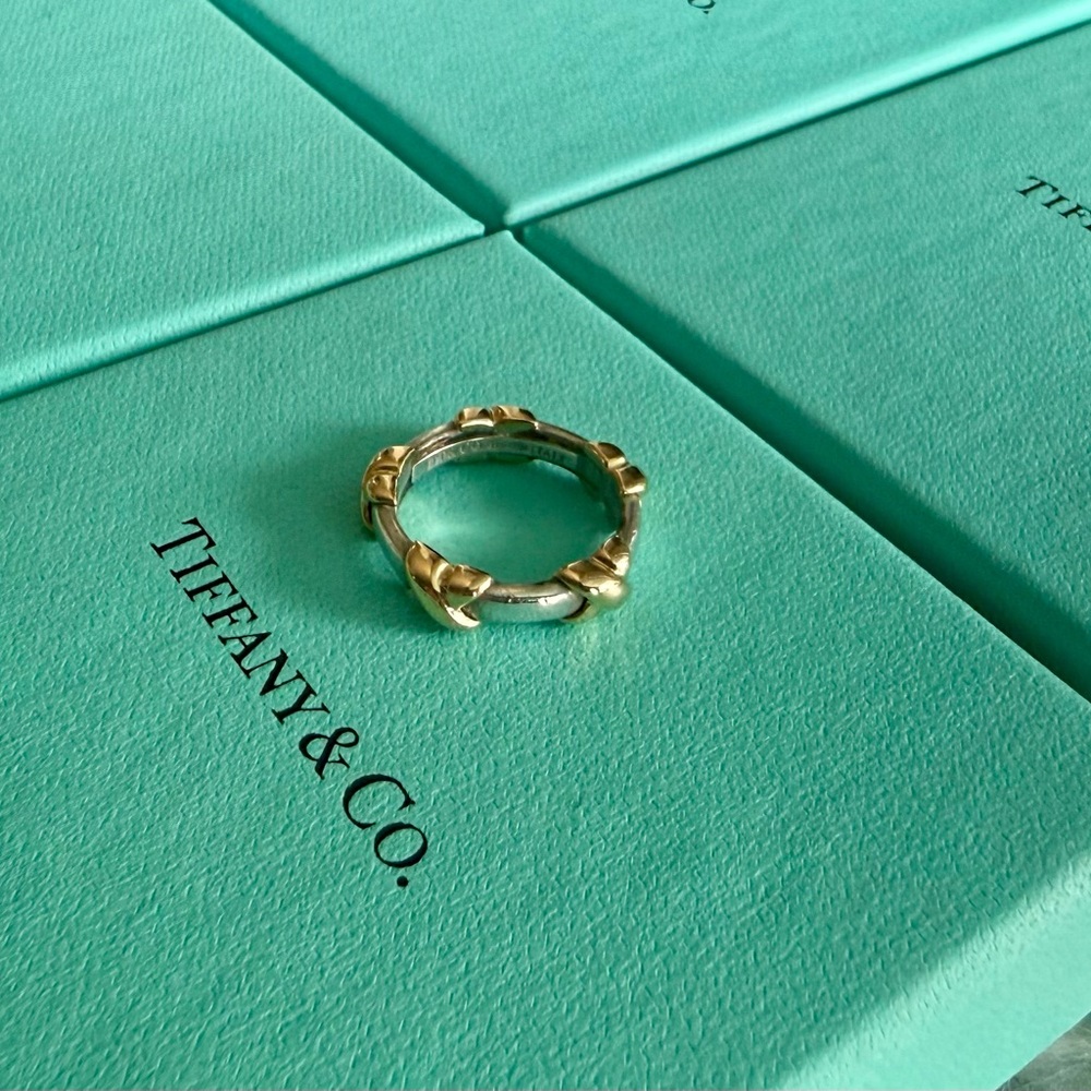 Tiffany and Co. Signature X Gold and Silver Ring Size 5